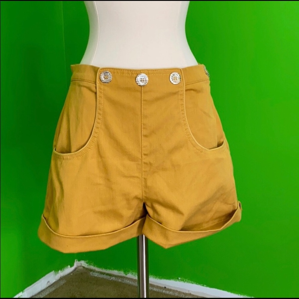Retro high waisted wool blend sailor shorts
